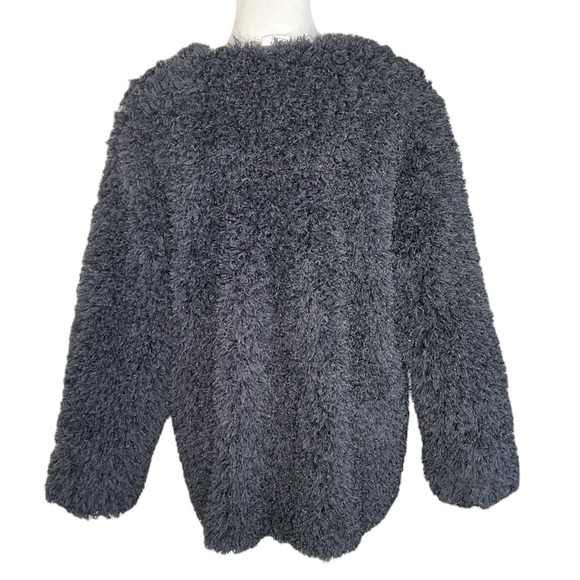 Bluivy COAT Winter Warm Faux Fur Black Shaggy Fluffy Holiday Gift Party NWT MD - Picture 8 of 16